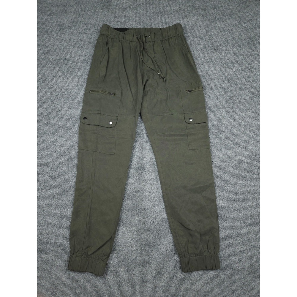 BANANA REPUBLIC Cargo Jogger Women's XS Green Army Snap Utility Tencel NWT
